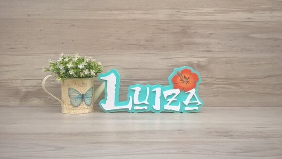 Nome em MDF - Peça de mesa Tema MOANA - Luiza 12 cm