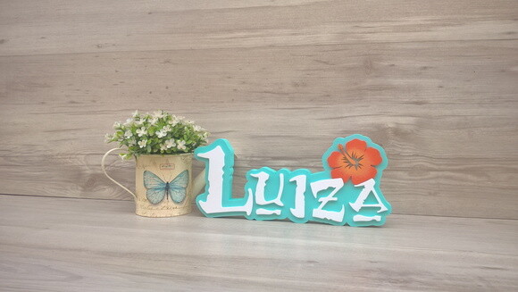 Nome em MDF - Peça de mesa Tema MOANA - Luiza 12 cm