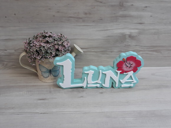 Nome em MDF - Peça de mesa Tema MOANA - Luna 12 cm