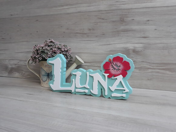 Nome em MDF - Peça de mesa Tema MOANA - Luna 12 cm