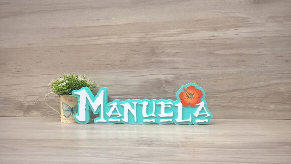 Nome em MDF - Peça de mesa Tema MOANA - Manuela 12 cm