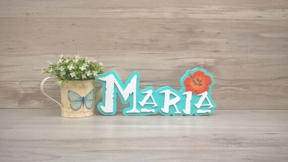 Nome em MDF - Peça de mesa Tema MOANA - Maria 12 cm