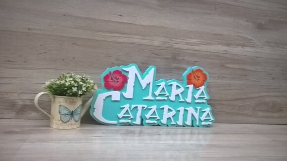 Nome em MDF - Peça de mesa Tema MOANA - Maria Catarina 20 cm