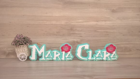 Nome em MDF - Peça de mesa Tema MOANA - Maria Clara 12 cm