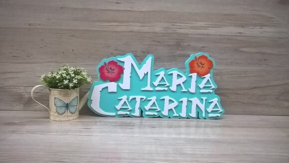 Nome em MDF - Peça de mesa Tema MOANA - Maria Catarina 20 cm