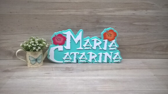 Nome em MDF - Peça de mesa Tema MOANA - Maria Catarina 20 cm