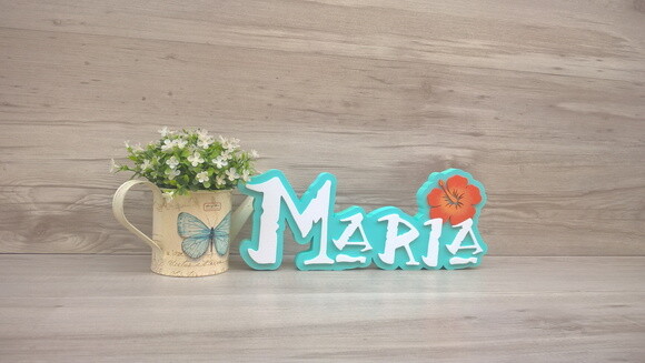 Nome em MDF - Peça de mesa Tema MOANA - Maria 12 cm
