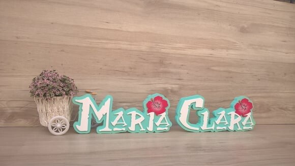 Nome em MDF - Peça de mesa Tema MOANA - Maria Clara 12 cm