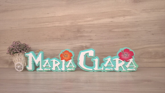 Nome em MDF - Peça de mesa Tema MOANA - Maria Clara 12 cm