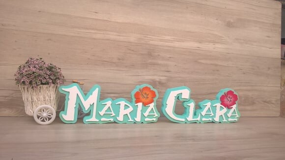 Nome em MDF - Peça de mesa Tema MOANA - Maria Clara 12 cm