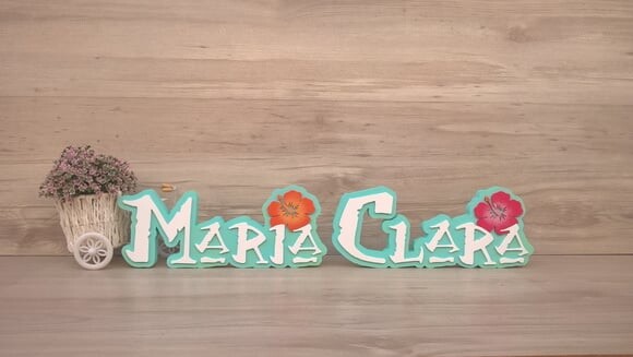 Nome em MDF - Peça de mesa Tema MOANA - Maria Clara 12 cm