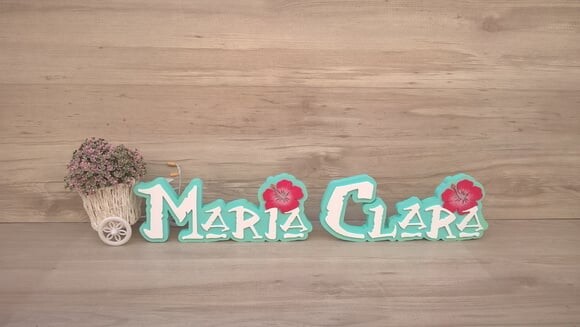Nome em MDF - Peça de mesa Tema MOANA - Maria Clara 12 cm