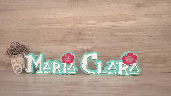 Nome em MDF - Peça de mesa Tema MOANA - Maria Clara 12 cm