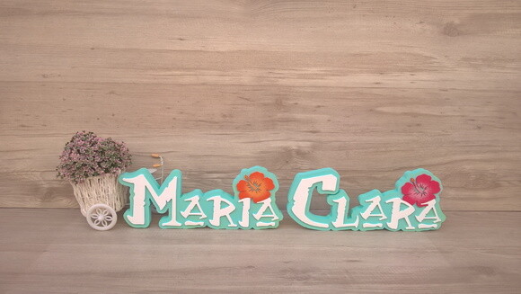 Nome em MDF - Peça de mesa Tema MOANA - Maria Clara 12 cm