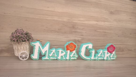 Nome em MDF - Peça de mesa Tema MOANA - Maria Clara 12 cm