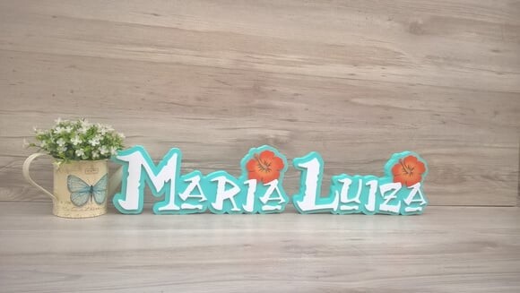 Nome em MDF - Peça de mesa Tema MOANA - Maria Luiza 12 cm