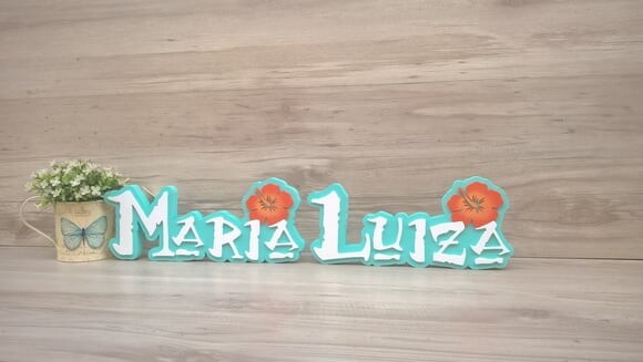 Nome em MDF - Peça de mesa Tema MOANA - Maria Luiza 12 cm