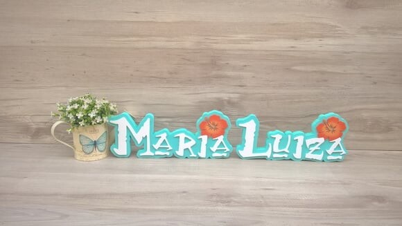 Nome em MDF - Peça de mesa Tema MOANA - Maria Luiza 12 cm