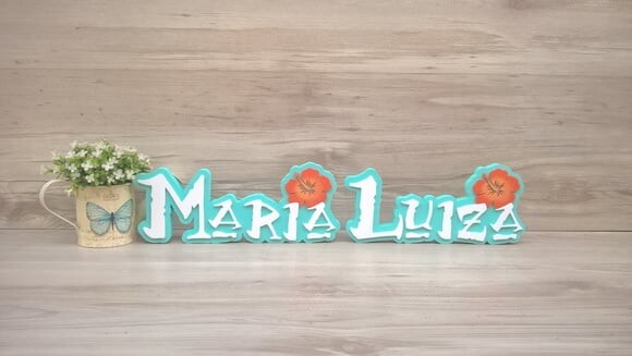 Nome em MDF - Peça de mesa Tema MOANA - Maria Luiza 12 cm