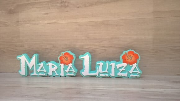 Nome em MDF - Peça de mesa Tema MOANA - Maria Luiza 12 cm