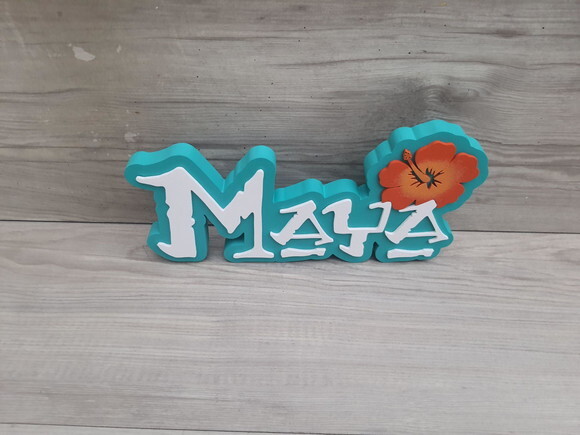 Nome em mdf - Peça de Mesa Tema Moana - Maya - 12 cm