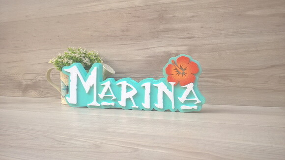 Nome em MDF - Peça de mesa Tema MOANA - Marina 12 cm