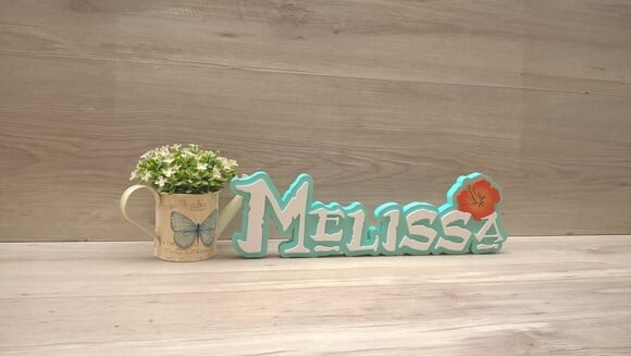 Nome em MDF - Peça de mesa Tema MOANA - Melissa 12 cm