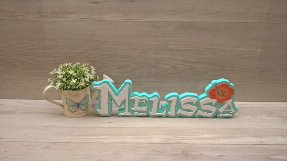Nome em MDF - Peça de mesa Tema MOANA - Melissa 12 cm