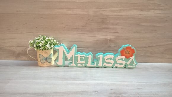Nome em MDF - Peça de mesa Tema MOANA - Melissa 12 cm