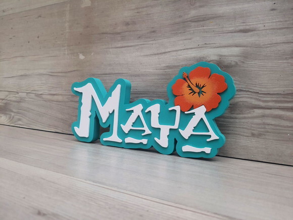 Nome em mdf - Peça de Mesa Tema Moana - Maya - 12 cm