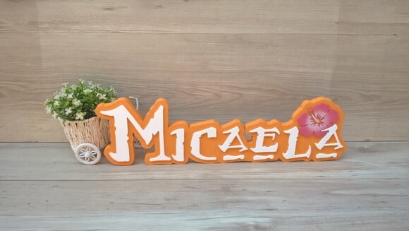 Nome em MDF - Peça de mesa Tema MOANA - Micaela 15 cm