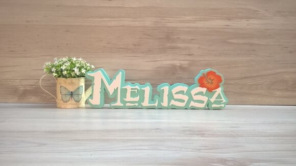 Nome em MDF - Peça de mesa Tema MOANA - Melissa 12 cm