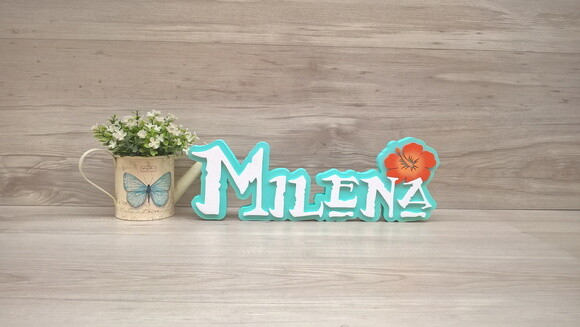 Nome em MDF - Peça de mesa Tema MOANA - Milena 12 cm