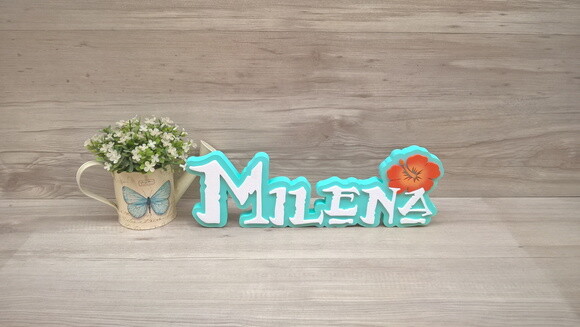 Nome em MDF - Peça de mesa Tema MOANA - Milena 12 cm