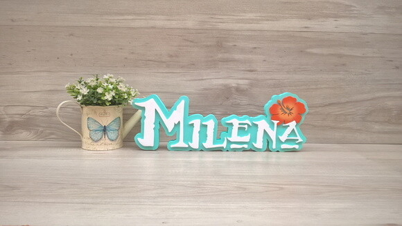 Nome em MDF - Peça de mesa Tema MOANA - Milena 12 cm