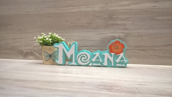 Nome em MDF - Peça de mesa Tema MOANA - Moana 12 cm