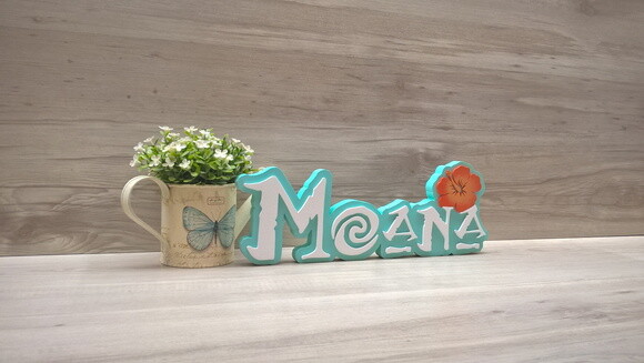 Nome em MDF - Peça de mesa Tema MOANA - Moana 12 cm