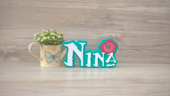 Nome em MDF - Peça de mesa Tema MOANA - Nina 12 cm