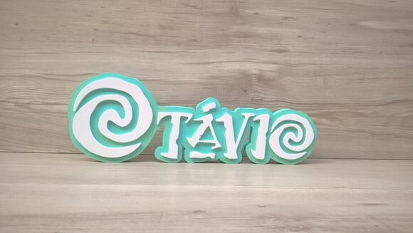 Nome em MDF - Peça de mesa Tema MOANA - Otávio 12 cm