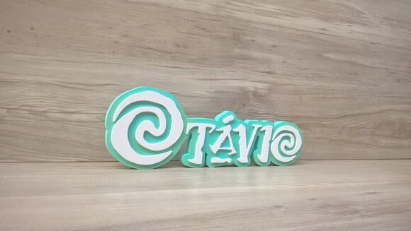 Nome em MDF - Peça de mesa Tema MOANA - Otávio 12 cm