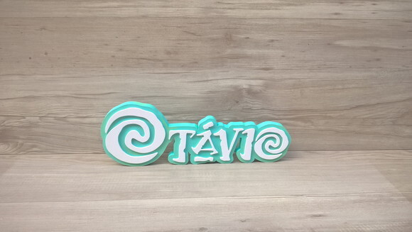 Nome em MDF - Peça de mesa Tema MOANA - Otávio 12 cm