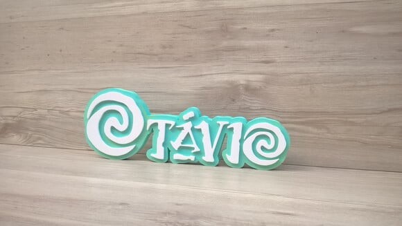 Nome em MDF - Peça de mesa Tema MOANA - Otávio 12 cm