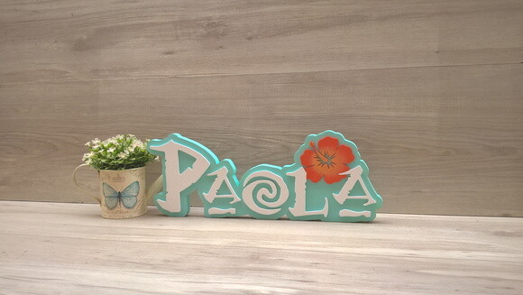 Nome em MDF - Peça de mesa Tema MOANA - Paola 15 cm