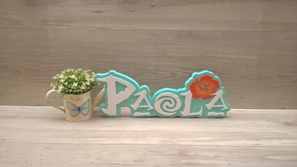 Nome em MDF - Peça de mesa Tema MOANA - Paola 15 cm