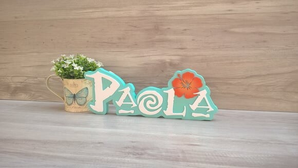 Nome em MDF - Peça de mesa Tema MOANA - Paola 12 cm