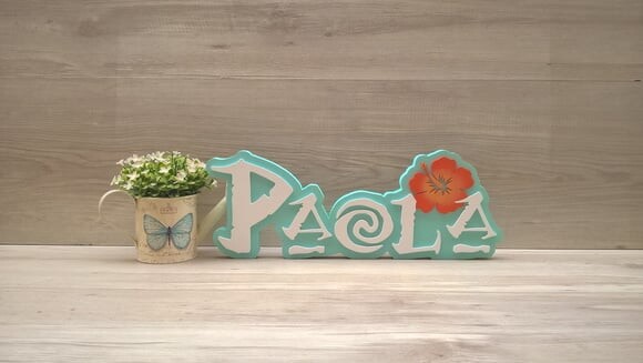 Nome em MDF - Peça de mesa Tema MOANA - Paola 15 cm