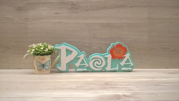 Nome em MDF - Peça de mesa Tema MOANA - Paola 15 cm