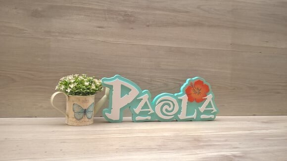 Nome em MDF - Peça de mesa Tema MOANA - Paola 15 cm