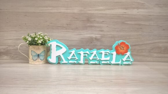Nome em MDF - Peça de mesa Tema MOANA - Rafaela 12 cm