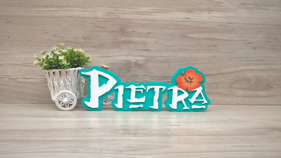 Nome em MDF - Peça de mesa Tema MOANA - Pietra 12 cm